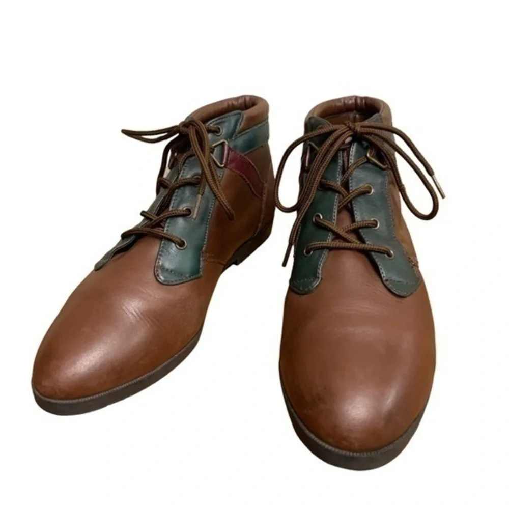 Vintage • Brown Leather Equestrian Granny Ankle Boots 7 ASO Violet Harmon